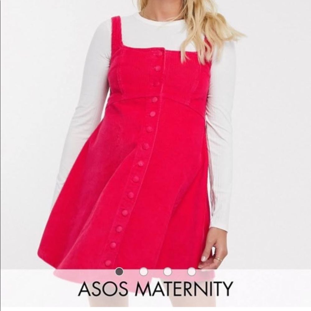 ASOS maternity hot pink corduroy button dress 10